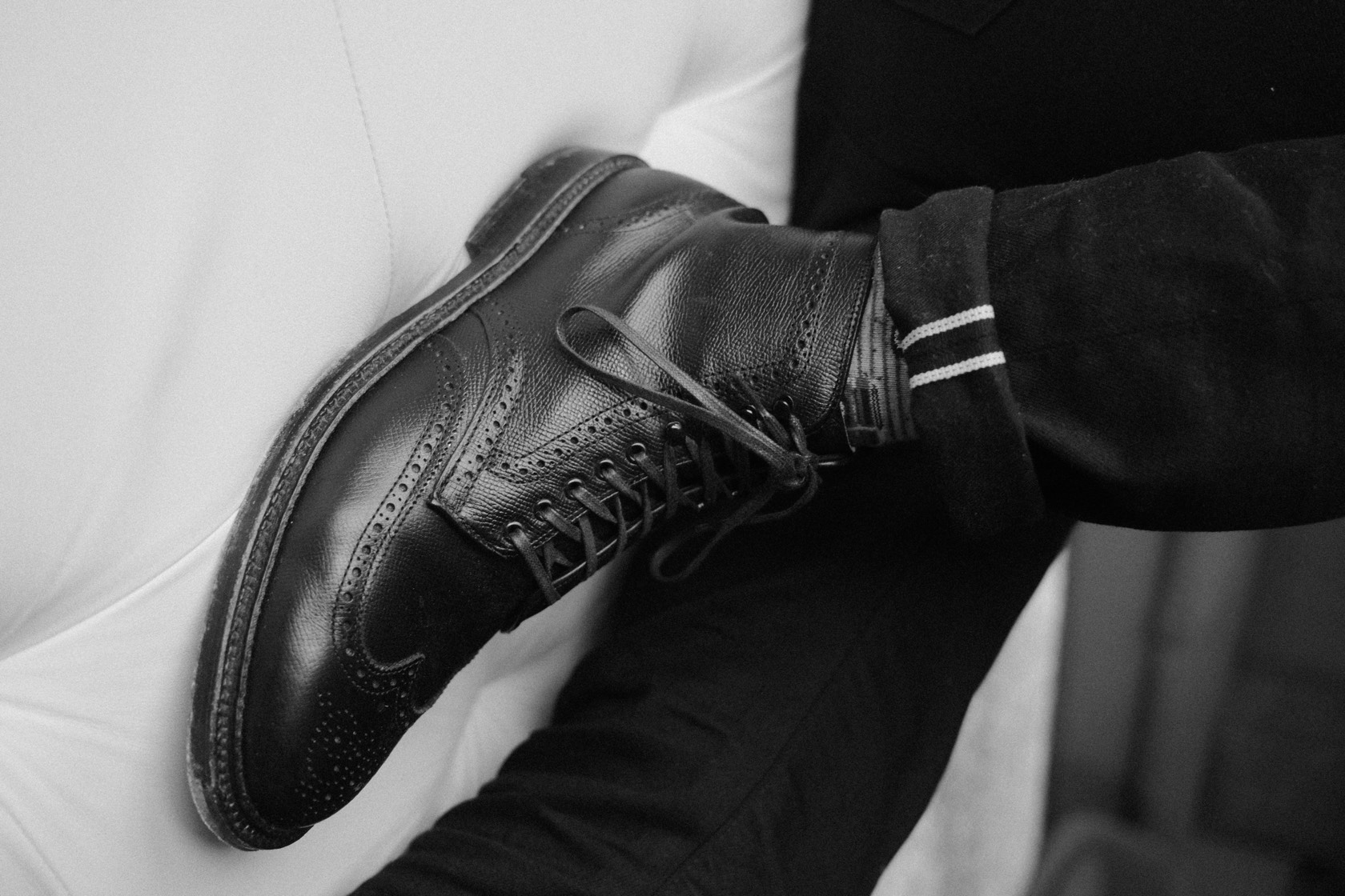 Goodyear-welted leather brogue boots