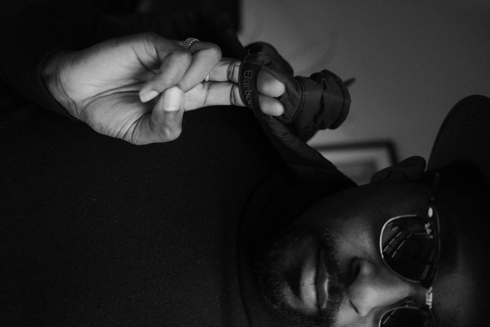 Sunglasses and waxed cotton